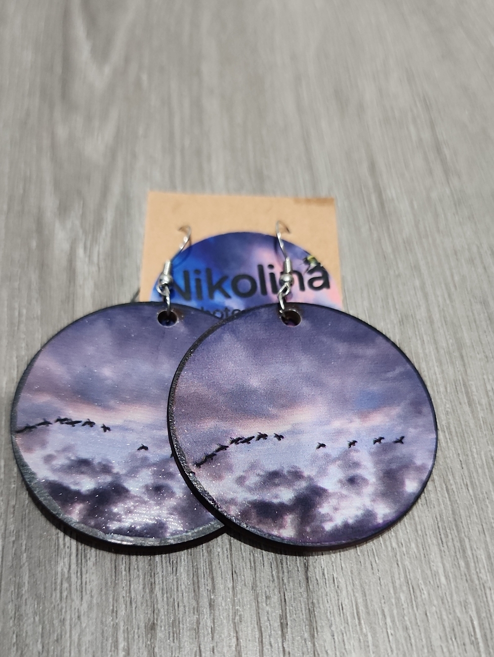 Nikolina Photography Purple Cloud Circle Dangle Earrings